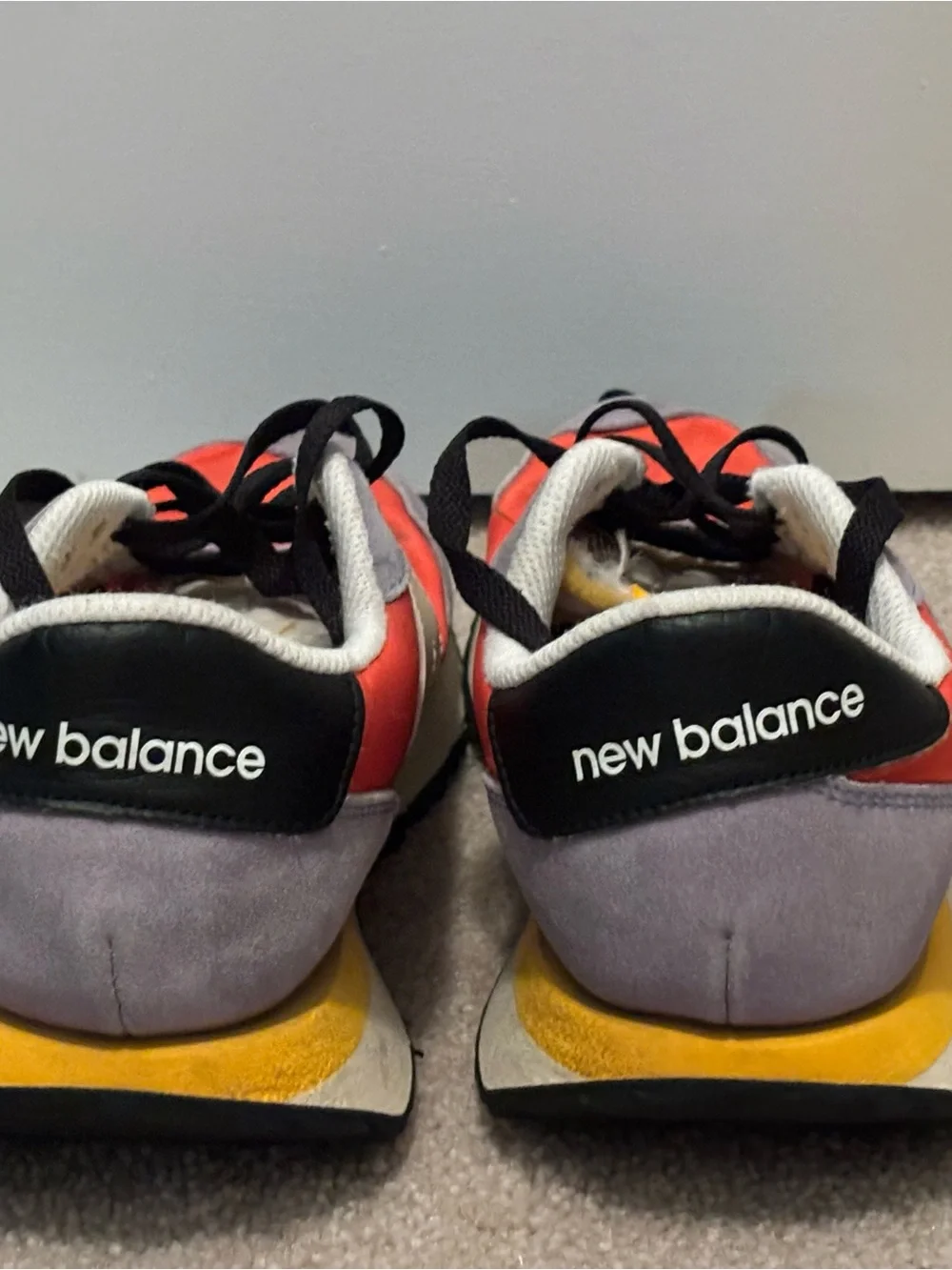 New Balance Women’s 6.5 237 Running Shoe Gray Athletic Sneaker Mustard Coral